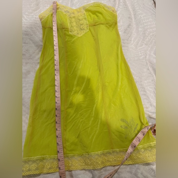 Free People Yellow Lace Trim Chemise slip - Picture 7 of 10